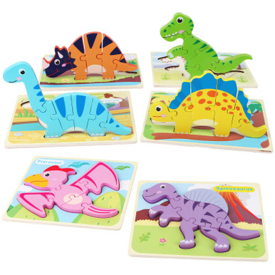 SYNARRY 6 Pack Dinosaur Wooden Puzzles for Kids 2-5, Wooden Puzzles for ...