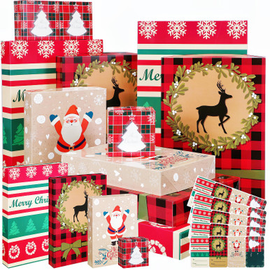 Zhanmai 20 Pieces Christmas Gift Boxes with Lids Christmas Gift Wrap ...