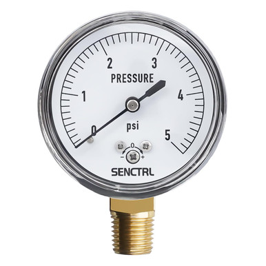 SENCTRL 0-30 PSI Low Pressure Gauge - 2 Inch Dial, 1/4" NPT Lower Mount, IP65 Waterproof Stainless Steel Case - View #2