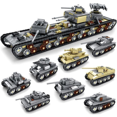 ENHANA 8 in 1 Building Blocks WW2 Army Tank Vehicle Heavy Duty Military ...
