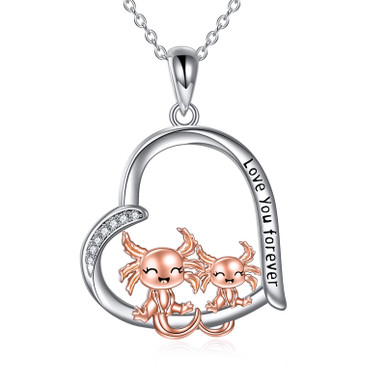 DAYLINLOVE Collana di volpe in argento sterling 925 con ciondolo a forma di volpe e luna per donne amanti della mamma volpe, Argento sterling