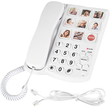 Landline Phones For Seniors, 9 Picture Memory Corded Landline Telephone