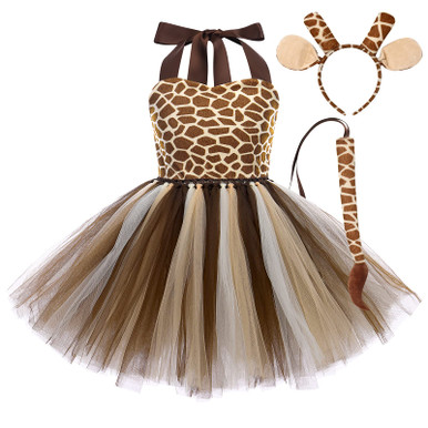 IWEMEK Girls Jungle Themed Cosplay Dress Animal Cosplay Tutu Dress