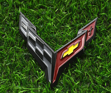 C8 Rear Badging Front Bumper Emblem Carbon Flash Badge Replacement for 2020+ Chevrolet ...