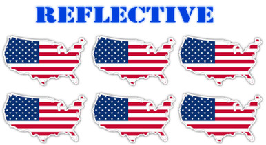 (6 Pack) - Reflective USA Shaped United States of America American Flag ...
