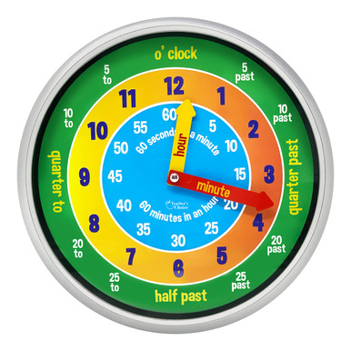 Educational Wall Clock - Silent Movement Time Teaching Clock for ...