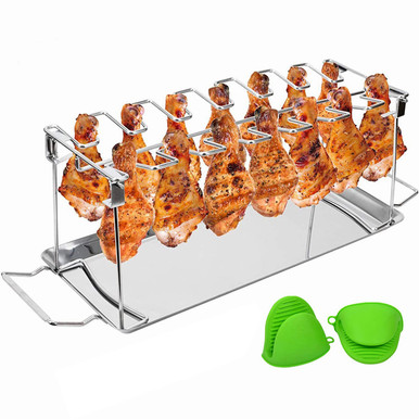 Chicken Wing Leg Rack, BESUNTEK Stainless Steel BBQ Chicken Drumstick ...