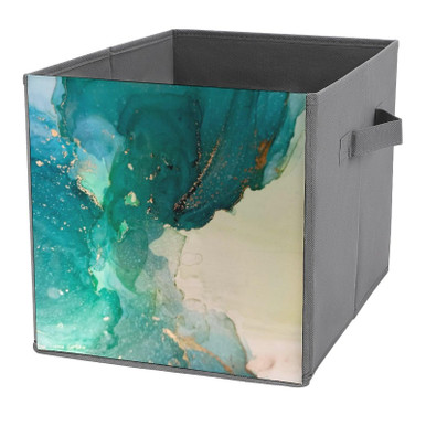 Marble Emerald Green Cube Storage Bins Shiny Glitter 11 Inch Storage ...