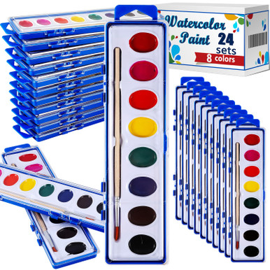 Loccmat 24 Pack Watercolor Paint Set,8 Colors Washable Water Colors ...