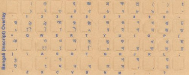 Bengali Keyboard Stickers Labels Overlays Transparent with Blue ...