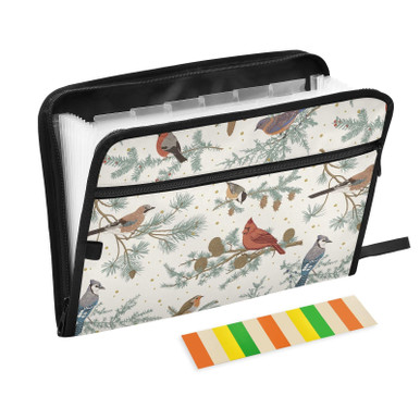Vintage Winter Birds File Folder Organizer 13 Pockets A4 Letter Size ...