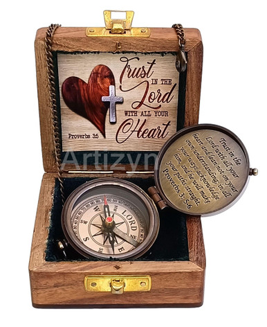 Proverbs 3: 5-6 Engraved Compass Gift for Men, Trust in The Lord ...