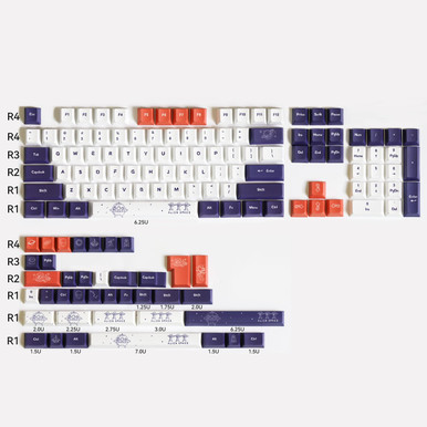 PBT Outer Space Keycaps - 143 Key Set, Dye-Sublimated, Cherry Profile, For MX Style Mechanical Keyboards