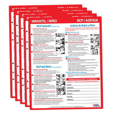 5 Pack: Infant and Child CPR/Choking First Aid in Spanish - Laminated ...