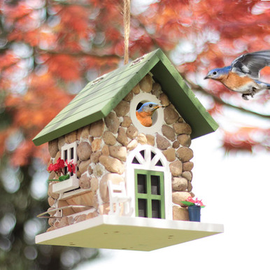 Gallery Detail: 2In1 Heavy Duty Stone Bluebird House Vila Birdfeeder Decorative Garden