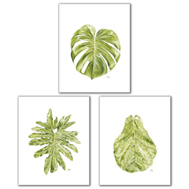 Tropical Leaf Art Prints Set of 3 Unframed, Original Watercolor Art ...