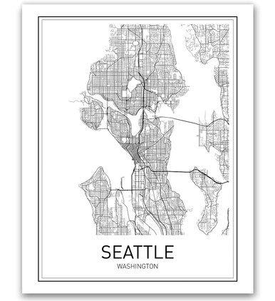 MotivatedWallArt Seattle Map Print Seattle Poster Seattle Map of ...