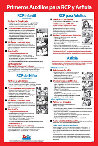 5 Pack: Choking and CPR Poster for Restaurant Spanish - Laminated, 17 x ...