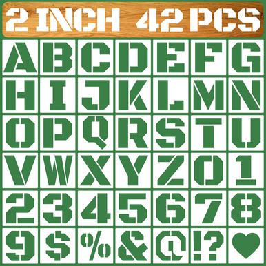 2 Inch Alphabet Letter Stencils, 42 Pcs Reusable Craft Stencils with ...