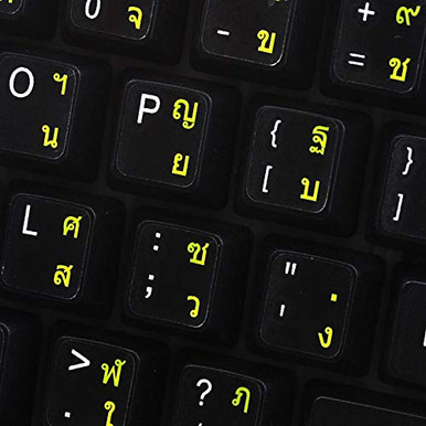 4Keyboard Thai Keyboard Stickers with Yellow Lettering ON Transparent ...