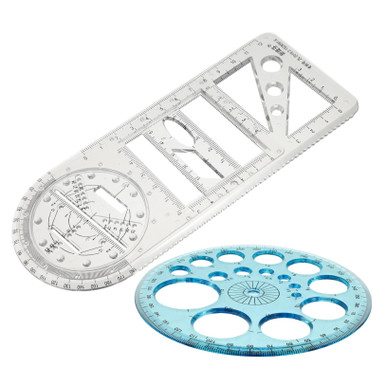 TEHAUX 1 Set Template Ruler Student Drawing Ruler Protractor Geometric ...