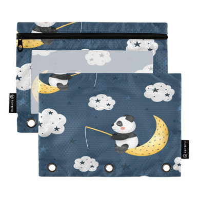 Caikeny Panda Stars Clouds Binder Pouches File Folders Organizer Zipper ...