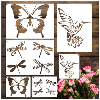Hummingbird Butterfly Dragonfly Stencils Template Reusable Plastic ...