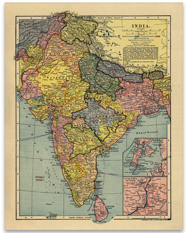 Perfect Map India 1903 India Map - 11x14 Unframed Art Print - Perfect Wall Decor in This ...