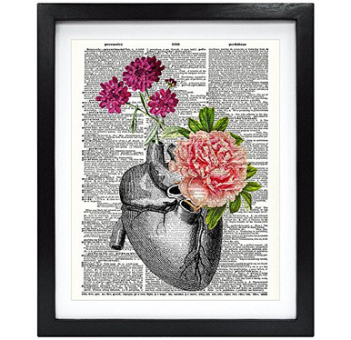 Susie Arts 8X10 Unframed Flowery Heart Upcycled Vintage Dictionary Art ...