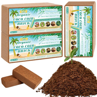 Halatool 3PCS Organic Coco Coir Brick Natural Compressed Coconut Coir ...
