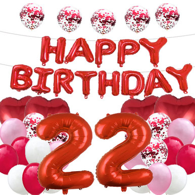 WXLWXZ Sweet 22th Birthday Balloon 22th Birthday Decorations Happy 22th ...