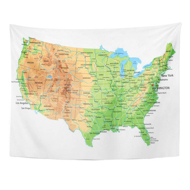 SSKBJTBDW USA High Detailed United States of America Physical Map with ...