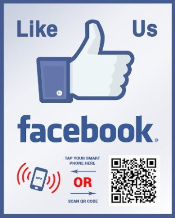 Facebook Sticker Verification Like Us on Facebook Sticker - Social Media QR Code and NFC Tag ...