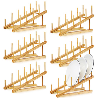 Suclain 6 Pcs Wooden Dish Rack Bamboo Drying Rack Stand Kitchen Plate ...