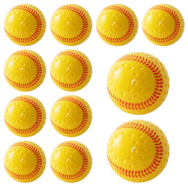 Forcebucket Softballs 12 Pcs Yellow Dimpled Softballs, 12-Inch Pitching Machine Ball Softballs For Indoor/Outdoor, Hitting And Fielding Practice Foam