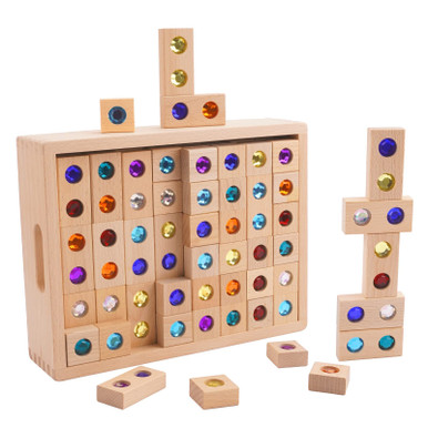 Wooden Building Blocks Set Rainbow Stacking Game Rainbow Stacker ...
