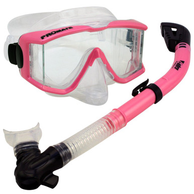 Snorkeling Scuba Dive DRY Snorkel Purge Edgless Mask Gear Set, Pink ...