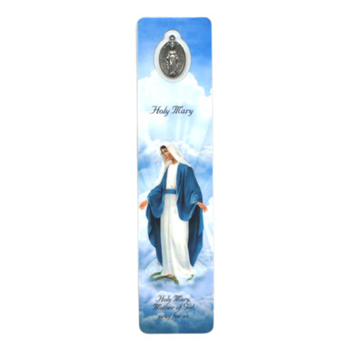 Religious Bookmark with Prayer Card and Pendant, Holy Mary Laminated ...