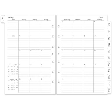 2024-2025 Monthly Planner Refill, Planner Inserts for 7 Ring, January ...