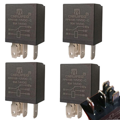 Tierxialqt 5 pin 12v 30A Automotive Micro Relay 4 Pack Manual Relay 12 ...