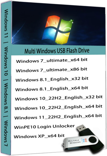 64GB Bootable USB Drive for Windows 11 / Win 10 / Win 8.1 / Win 7 / Win ...