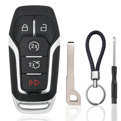 Key Fob Case Replacement For Ford F150 F250 F350 Fusion Mustang Explorer Edge Lincoln MKZ MKC MKX 2014 2015 2016 2017 5 Button Pad Cover Keyless Entry Remote Control Smart Car Key Fob Shell