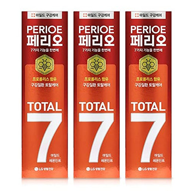 Per Rio Korean Toothpaste LG Perioe Total 7 Toothpaste - Mild / Lemon Mint 120g (4.2oz) * 3 Packs ...