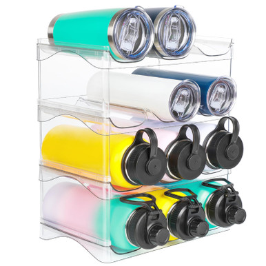 Water Bottle Organizer - 4 Pack Stackable Water Bottle Storage Rack ...