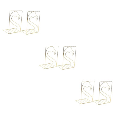Tofficu 3 Pairs Metal Book Ends Supports Iron Book Stopper Heavy Duty ...