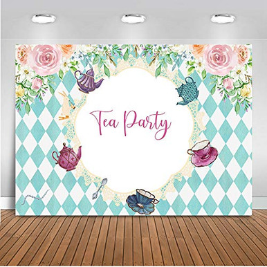 Mocsicka Tea Party Backdrop Tea Party Theme Baby Shower Photography ...