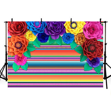 Mehofoto 7x5ft Fiesta Theme Party Colorful Stripes Backdrop Cinco De