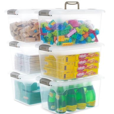 Citylife 6 Packs 13.7 QT Storage Bins with Lids Clear Plastic Bins with ...