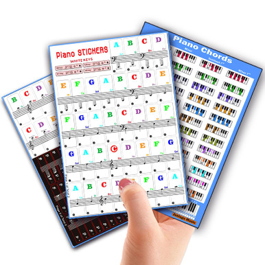 Note Key Letters Piano Keyboard Stickers with Piano Chord Chart,for 88/61/54/49 Key,Note ...