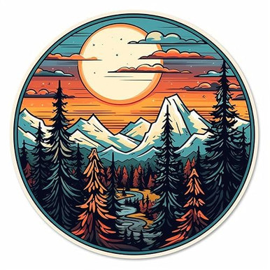 Forest Mountains Beautiful Aesthetic Decal Sticker for Laptop, Bookcase ...